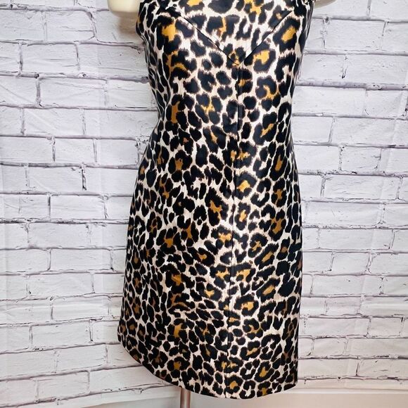 J. Crew Womens Multicolor Lined Sleeveless Leopard Print Shift Dress Size 4 - Picture 3 of 8